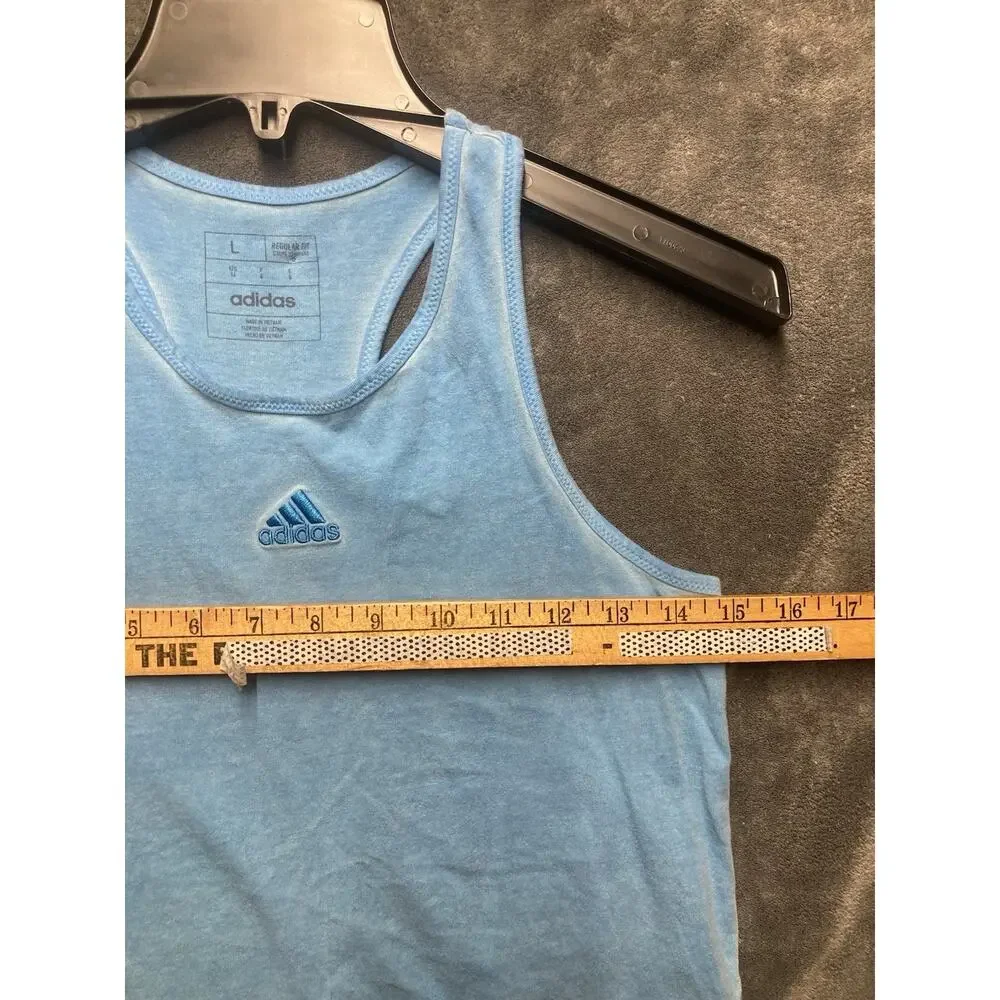 VTG Style Adidas Racerback Acid Wash VSCO Girl Youth Tank Top L Blue Sun-Faded